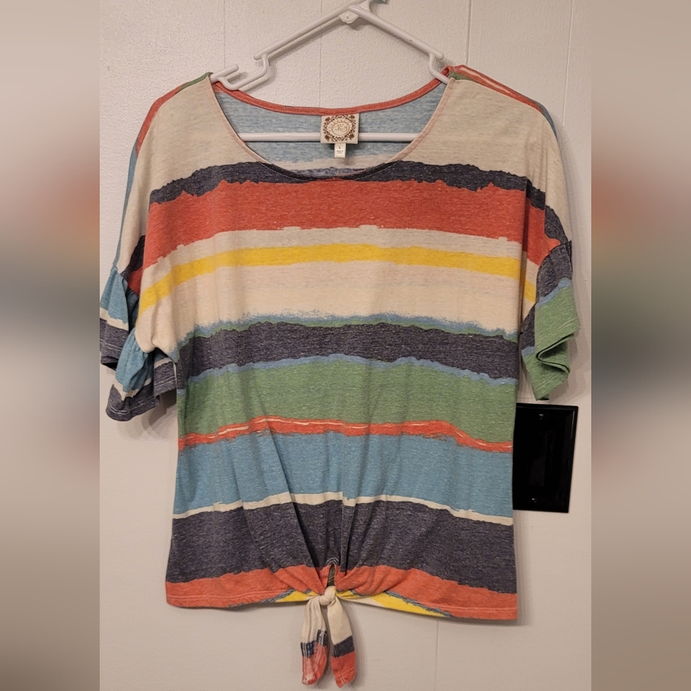 Large, Truself, Striped T-Shirt.
